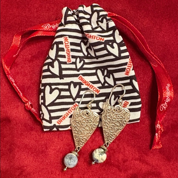 EUC Brighton Silver Heart Earrings with Blue Bead Accent - Picture 7 of 7